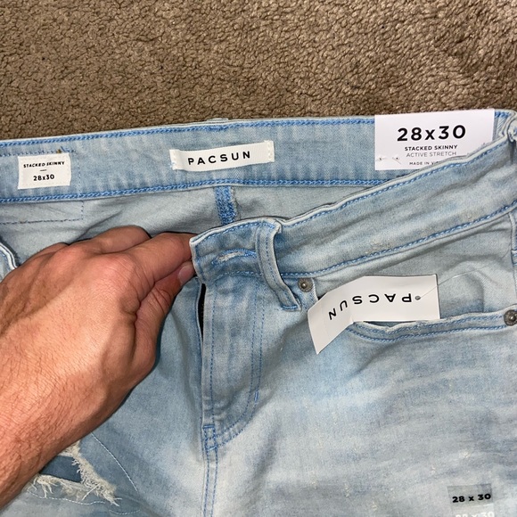 PacSun Light Ripped Stacked Skinny Comfort Stretch Jeans - Picture 2 of 3